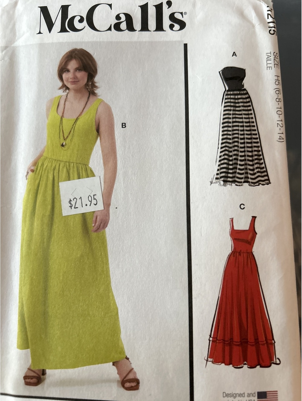 McCall's Pattern R1215 Maxi Dress Sewing Pattern